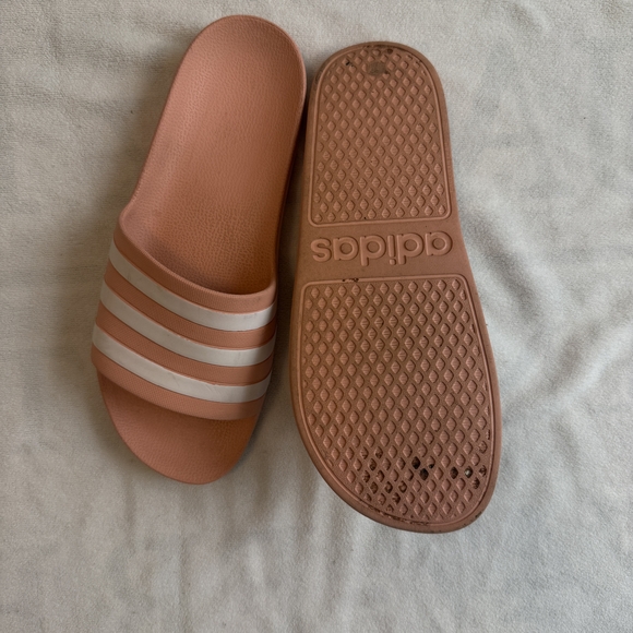 Adidas slides; pink and White Slide Sandals size 10 - Picture 3 of 3